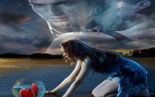 Woman kneeling glass bowl heart - a glass bowl free wallpaper