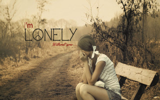 Woman sitting bench dirtroad lonely - im free wallpaper