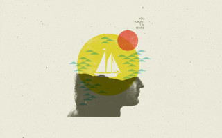 Man head sailboat quote abstract - surreal design free wallpaper for desktop