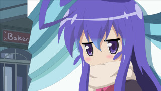 Anime girl purple hair pink - a sign free wallpaper for desktop