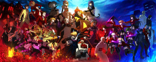 Anime characters blue background red 5 - a red flame free wallpaper