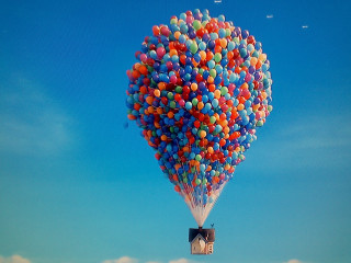 Large balloon houses sky photorealism - the other side free wallpaper for desktop