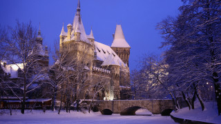 Castle bridge snow foreground winter - ferenc joachim free wallpaper