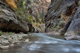 River canyon waterfall mountains trees - a canyon free wallpaper