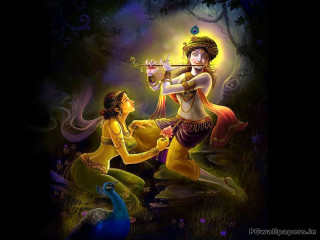 Woman playing flute man costume 2 - an oil free wallpaper for desktop