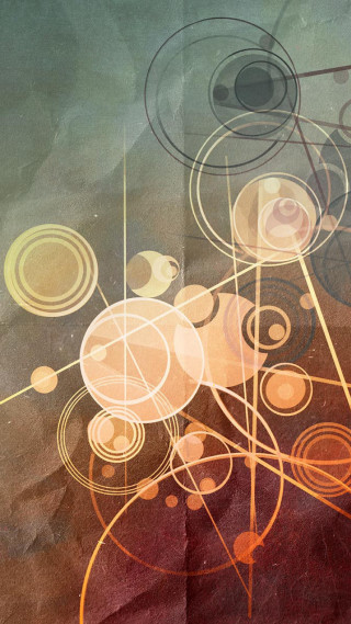 Circles lines brown background green - geometric abstract art free wallpaper for mobile