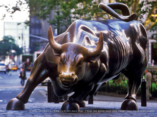 Bull statue city street people - david wojnarowicz free wallpaper