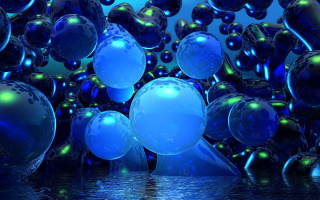 Blue balloons floating water reflections - cinema 4 d free wallpaper