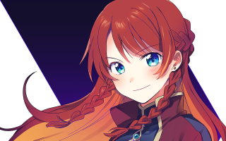 Anime girl red hair blue 2 - rpg portrait free wallpaper for desktop