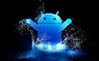 Blue android phone floating water 4 - a splash of water free wallpaper