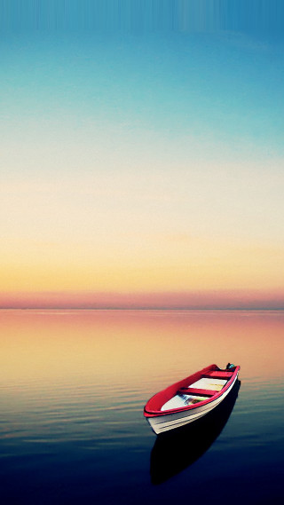 Boat solo sunset reflection water - top of a body free wallpaper for mobile