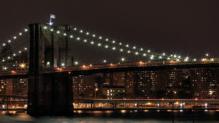 Bridge river night lights city - american romanticism free wallpaper for desktop
