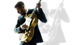 Man suit guitar microphone background - david boyd free wallpaper for desktop