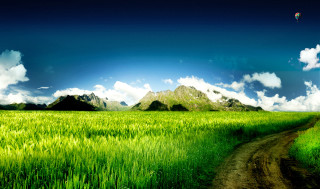Dirt road green field mountain 4 - a dirt road free wallpaper