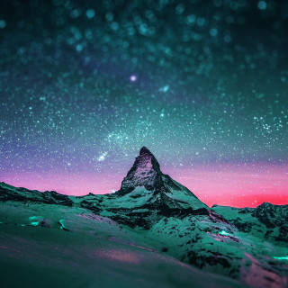 Mountain pink sky stars purple - free mountains wallpaper for tablet