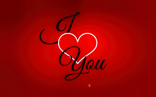 Red background heart i love - black ink free wallpaper