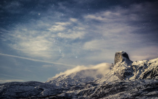 Mountain snow peak cloudy sky 6 - star above free wallpaper