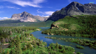 River forest hillside mountains clouds - hillside next free wallpaper