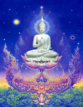 Buddha statue blue purple background - a buddha statue free wallpaper for mobile