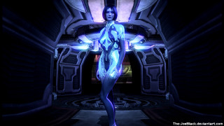 Woman futuristic space blue light - a blue light free wallpaper
