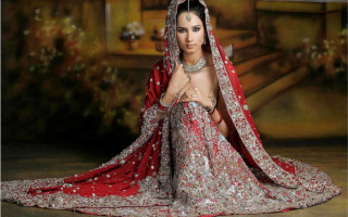 Woman red silver bridal gown - bridal free wallpaper