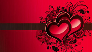 Two hearts red background black - a black border free wallpaper