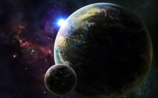 Two planets space stars bright - two planet free wallpaper