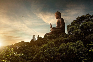 Buddha statue hillside blue sky - a buddha statue free wallpaper for desktop