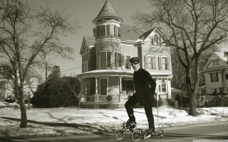 Man riding bike street tall - a tower free wallpaper