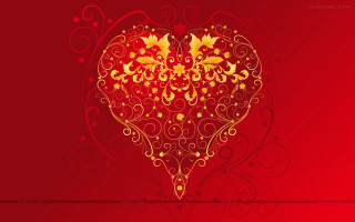 Heart gold swirl folk art - object free wallpaper