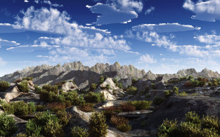 Rocks plants blue sky clouds - the sky above them free wallpaper for desktop