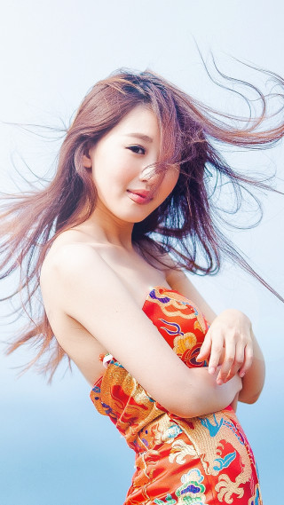 Colorful dress woman hair wind - byeon sangbyeok free wallpaper for mobile