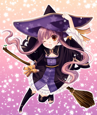 Girl witch costume flying broom - aaa game free wallpaper for mobile