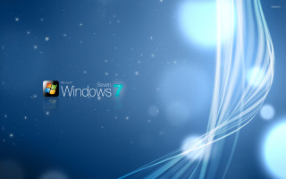 Blue shiny wave windows7 star - sky behind free wallpaper