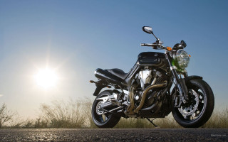 Motorcycle parked road sun sky - cafer bater free wallpaper