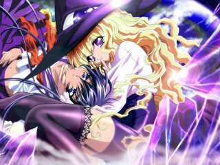 Woman witches costume hat purple - official art free wallpaper for desktop
