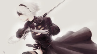 Woman black dress sword long - nier:automata free wallpaper