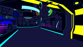 Hallway neon light tunnel clock - a neon light free wallpaper