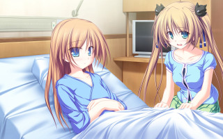 Anime girls hospital bed together - two anime girl free wallpaper