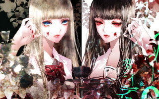 Anime girls blue eyes floral - a floral background free wallpaper for desktop