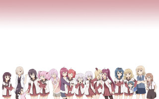 Anime girls group white background 12 - a pink border free wallpaper