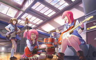 Anime girls guitars room sky - a room free wallpaper for desktop