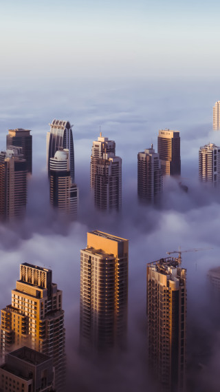 City in the clouds skyscrapers - neoism free wallpaper for mobile