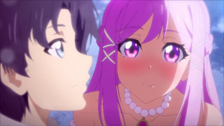 Anime girls pink hair blue 9 - their face free wallpaper for desktop