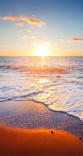 Sunset ocean waves beach person 11 - free sunset wallpaper