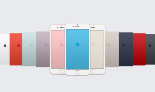 Iphones colored row white surface - a blue center free wallpaper