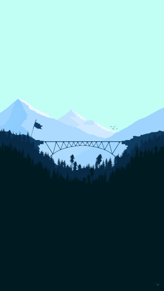Bridge river forest mountains blue - free mountains wallpaper for mobile