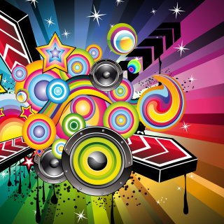 Colorful background speakers stars image - funk art free wallpaper for tablet