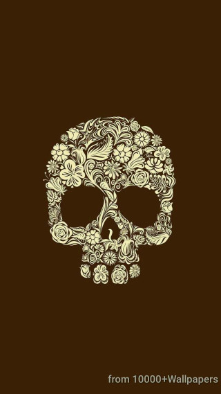 Skull flowers brown background white - a skull free wallpaper for mobile