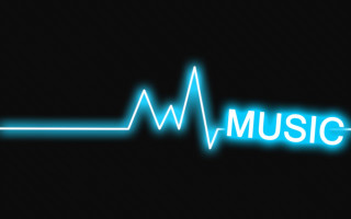 Neon blue music sign heartbeat - expressive free wallpaper